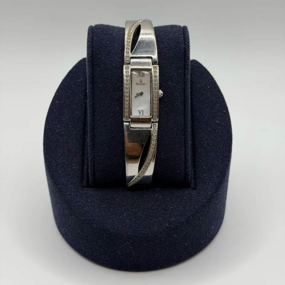 Bulova Tank MOP White Dial Diamond Women's 14mm Watch